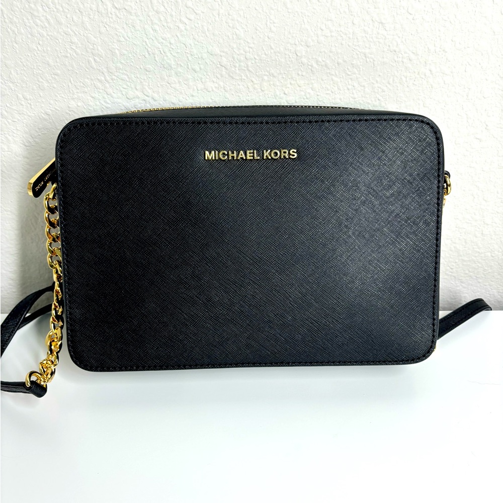 Michael Kors Leather Black Camera Bag Phone Crossbody
